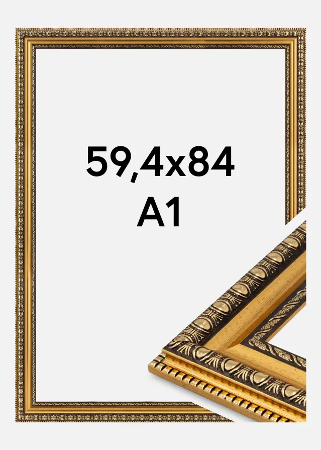 Jämtlands Ramfabrik Rahmen Ornato Acrylglas Gold 59,4x84 cm (A1)