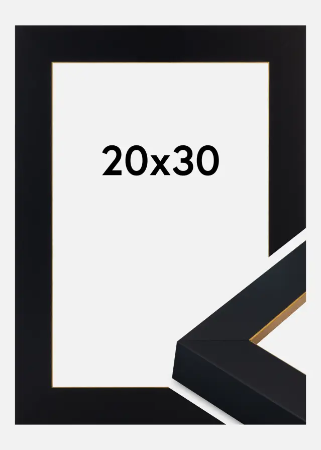 Jämtlands Ramfabrik Rahmen Sussex Acrylglas Schwarz/Gold 20x30 cm