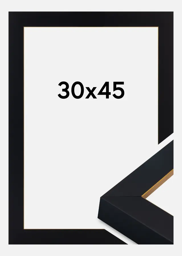 Jämtlands Ramfabrik Rahmen Sussex Acrylglas Schwarz/Gold 30x45 cm