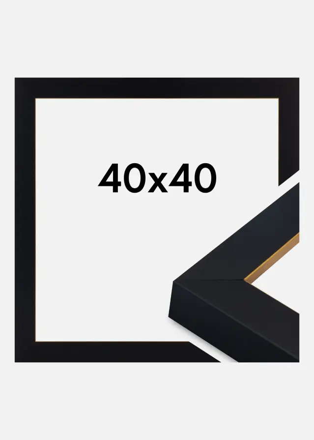 Jämtlands Ramfabrik Rahmen Sussex Acrylglas Schwarz/Gold 40x40 cm