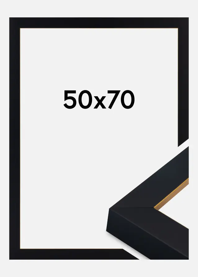 Jämtlands Ramfabrik Rahmen Sussex Acrylglas Schwarz/Gold 50x70 cm