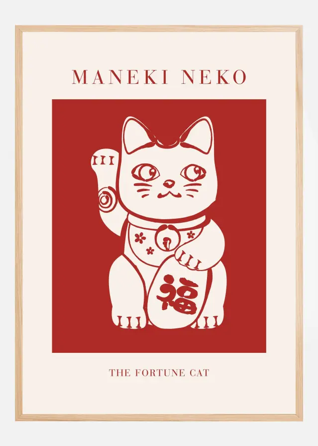 Bildverkstad Maneki-Neko Cat Red Poster