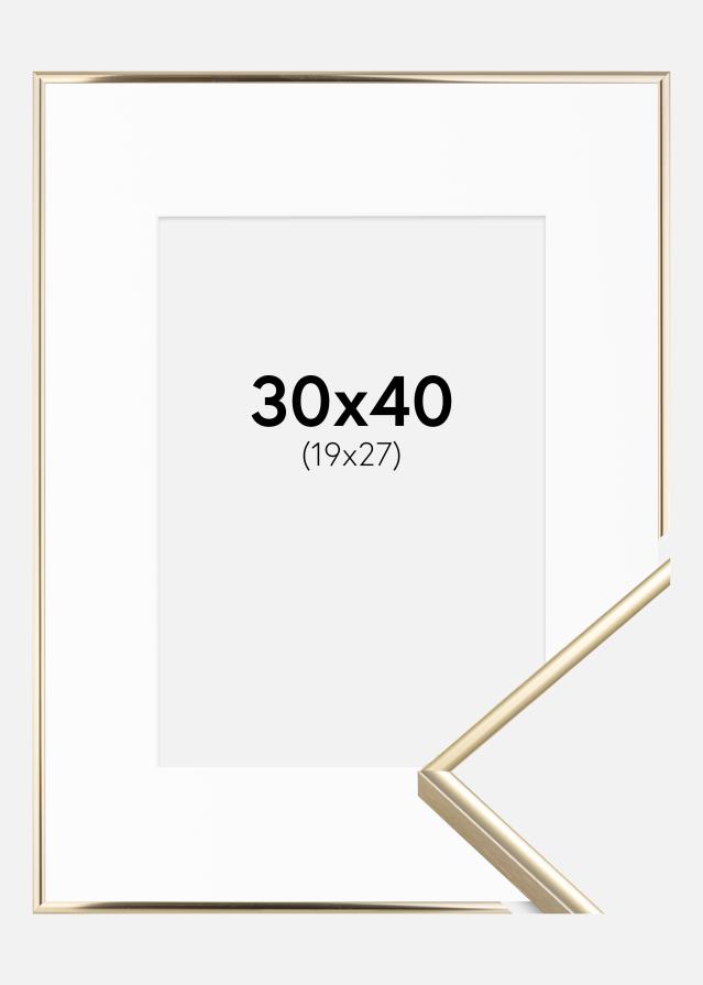 Ram med passepartou Rahmen Visby Gold Glänzend 30x40 cm - Passepartout Weiß 20x28 cm