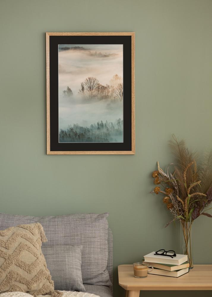 Ram med passepartou Rahmen Fiorito Helle Eiche 30x40 cm - Passepartout Schwarz 21x30 cm