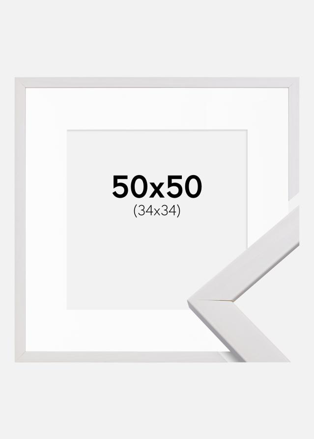 Ram med passepartou Rahmen Stilren Weiß 50x50 cm - Passepartout Weiß 35x35 cm