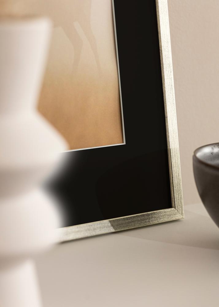 Ram med passepartou Rahmen Galant Silber 30x40 cm - Passepartout Schwarz 18x27 cm