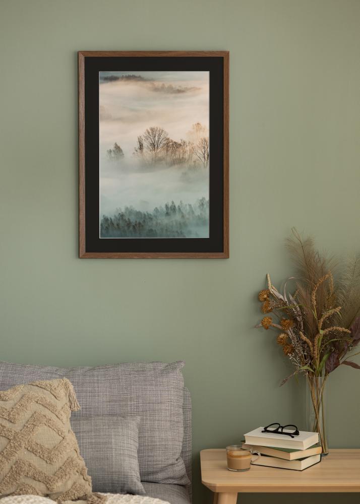 Ram med passepartou Rahmen Fiorito Dunkle Eiche 30x40 cm - Passepartout Schwarz 21x30 cm