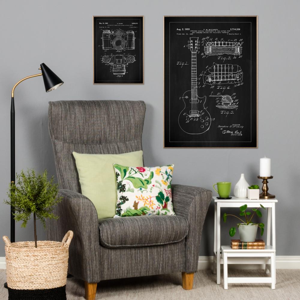 Bildverkstad Patentzeichnung - E-Gitarre I - Schwarz Poster
