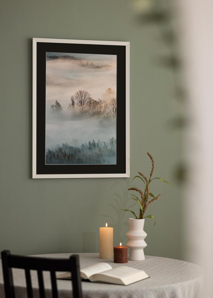 Ram med passepartou Rahmen Fiorito Weiß 40x60 cm - Passepartout Schwarz 25x50 cm