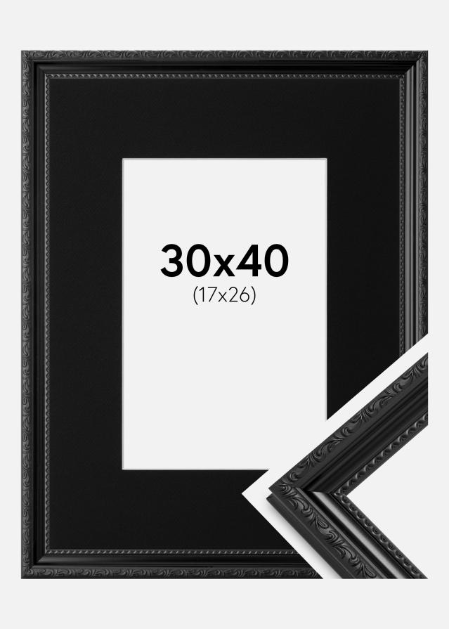 Ram med passepartou Rahmen Abisko Schwarz 30x40 cm - Passepartout Schwarz 18x27 cm