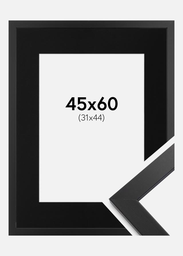 Ram med passepartou Rahmen Black Wood 45x60 cm - Passepartout Schwarz 32x45 cm