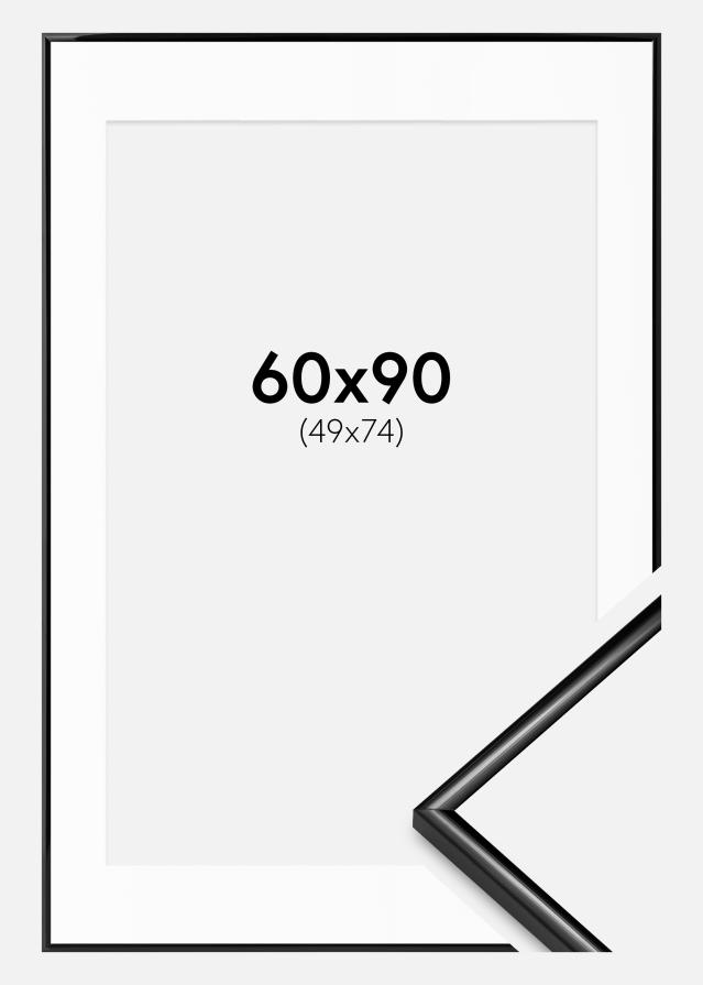 Ram med passepartou Rahmen Scandi Schwarz 60x90 cm - Passepartout Weiß 50x75 cm