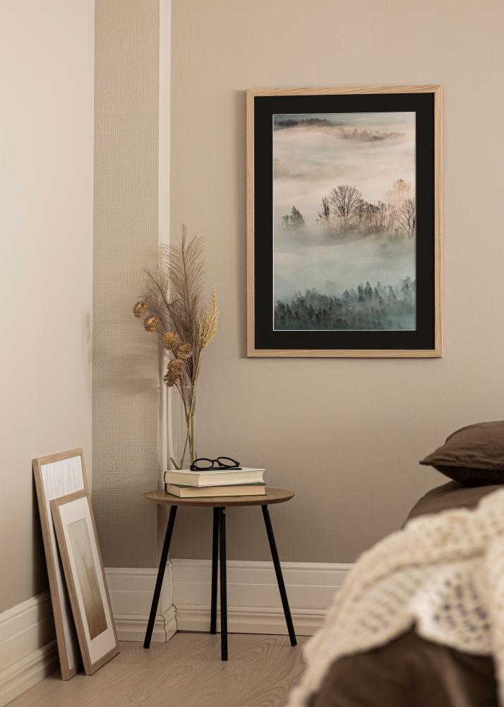Ram med passepartou Rahmen Oak Wood 45x60 cm - Passepartout Schwarz 35x50 cm