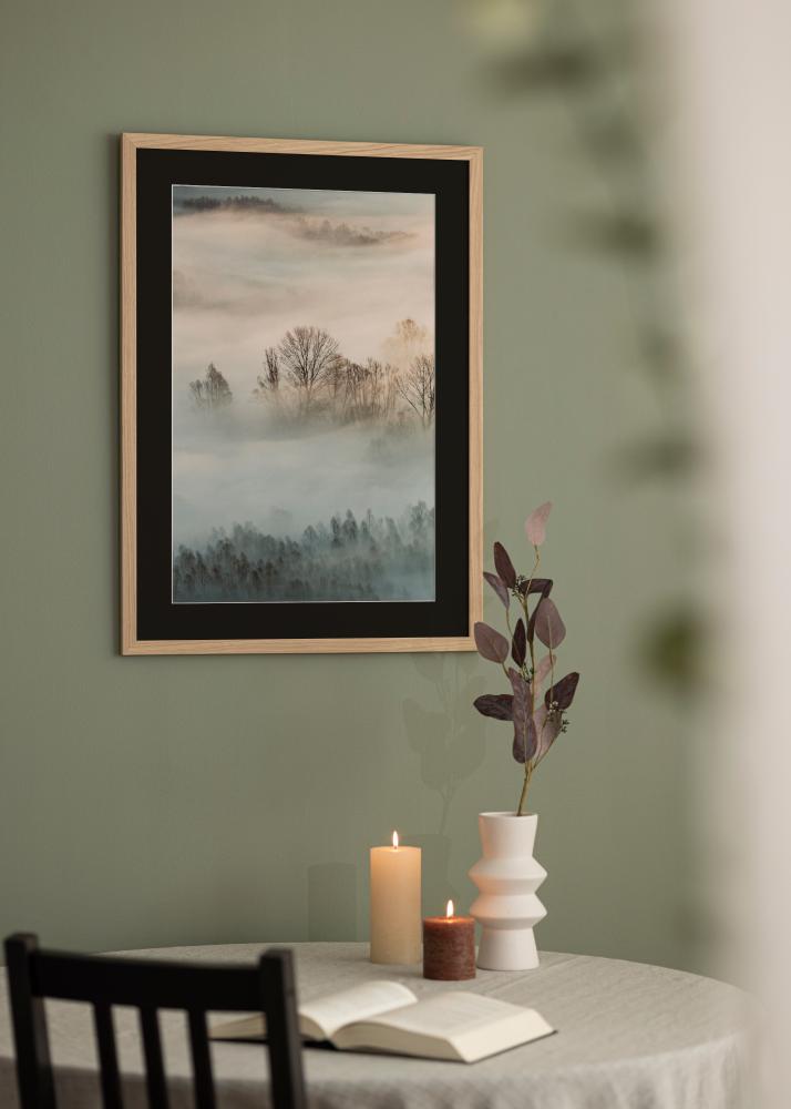 Ram med passepartou Rahmen Oak Wood 45x60 cm - Passepartout Schwarz 35x50 cm