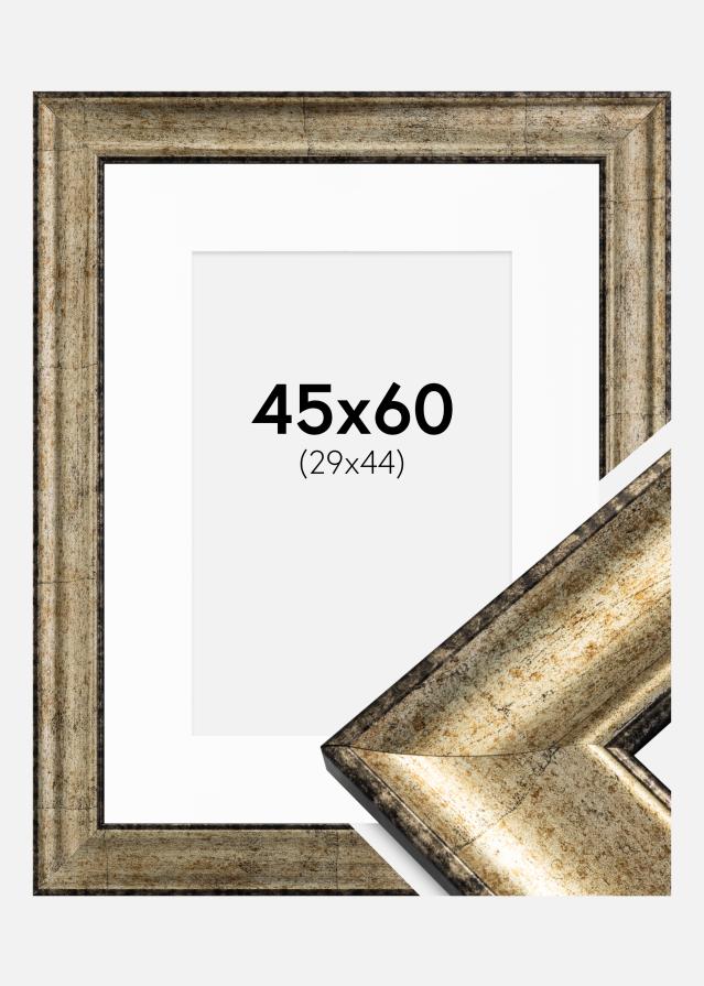Ram med passepartou Rahmen Saltsjöbaden Antik-Gold 45x60 cm - Passepartout Weiß 30x45 cm