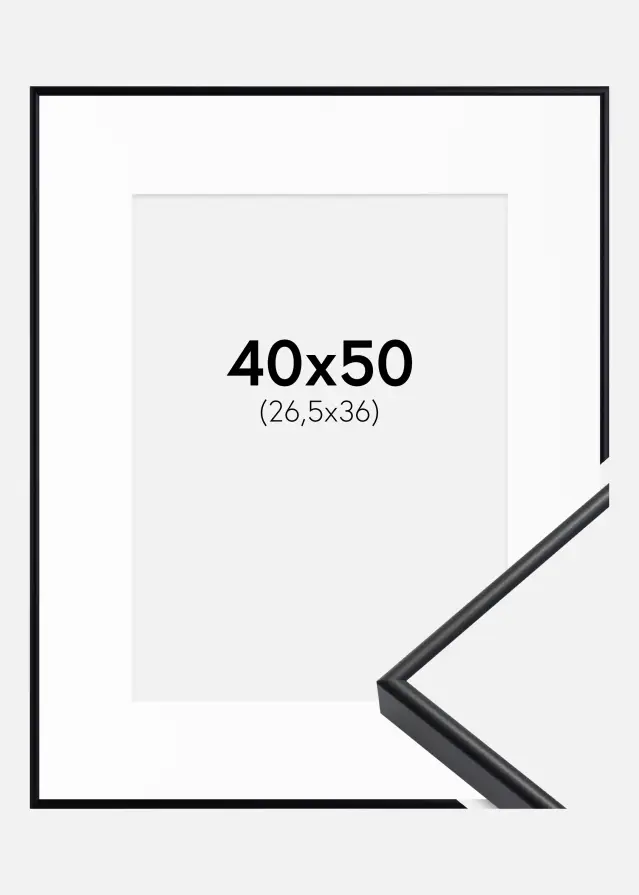 Ram med passepartou Rahmen Visby Schwarz 40x50 cm - Passepartout Weiß 27,5x37 cm