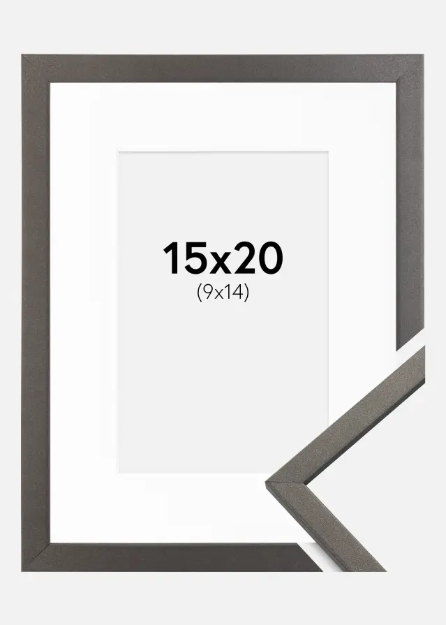 Ram med passepartou Rahmen Edsbyn Graphitgrau 15x20 cm - Passepartout Weiß 10x15 cm