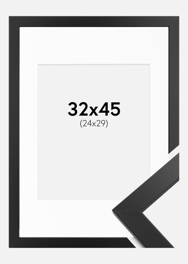 Ram med passepartou Rahmen Black Wood 32x45 cm - Passepartout Weiß 25x30 cm