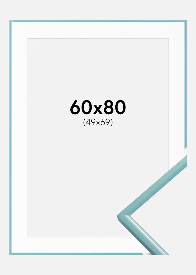 Ram med passepartou Rahmen New Lifestyle Türkis 60x80 cm - Passepartout Weiß 50x70 cm
