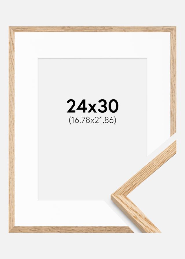 Ram med passepartou Rahmen Schmal Eiche 24x30 cm - Passepartout Weiß 7x9 inches