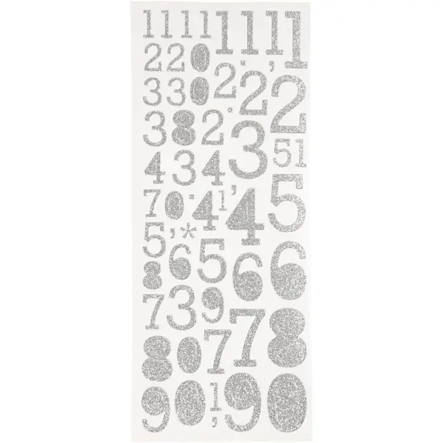 Focus Focus Glitter Stickers Silber Numbers