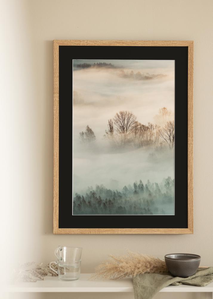 Ram med passepartou Rahmen Fiorito Helle Eiche 30x40 cm - Passepartout Schwarz 21x30 cm