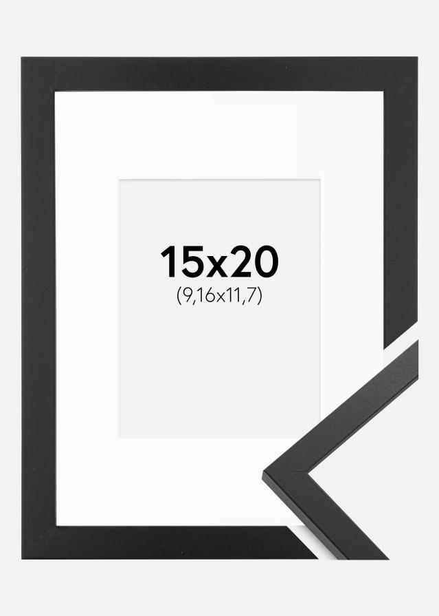 Ram med passepartou Rahmen Trendy Schwarz 15x20 cm - Passepartout Weiß 4x5 inches