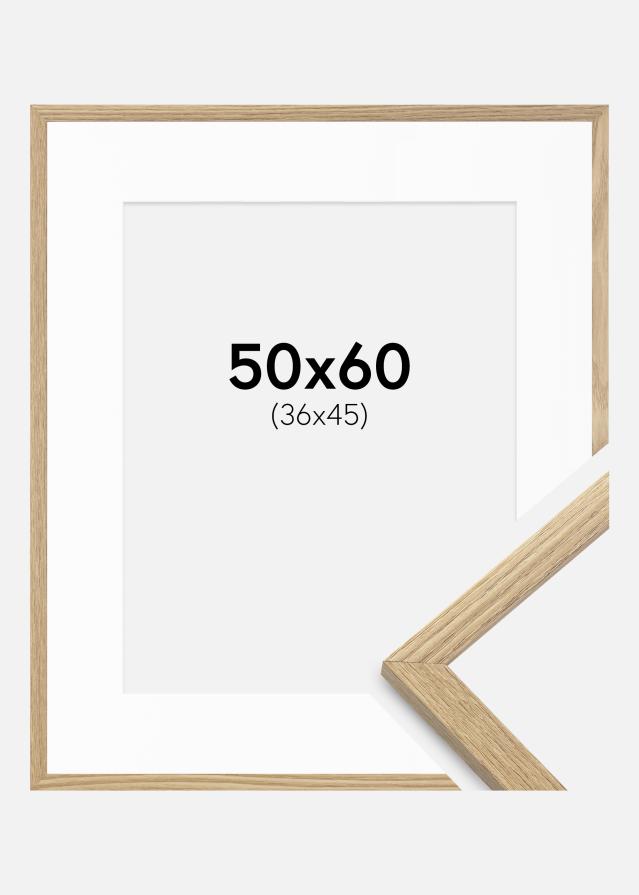 Ram med passepartou Rahmen Trendy Eiche 50x60 cm - Passepartout Weiß 37x46 cm