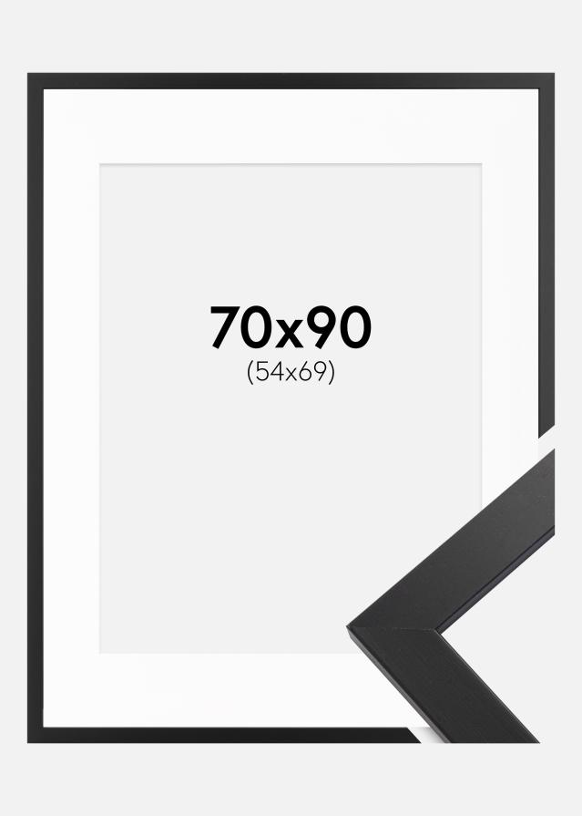 Ram med passepartou Rahmen Black Wood 70x90 cm - Passepartout Weiß 55x70 cm