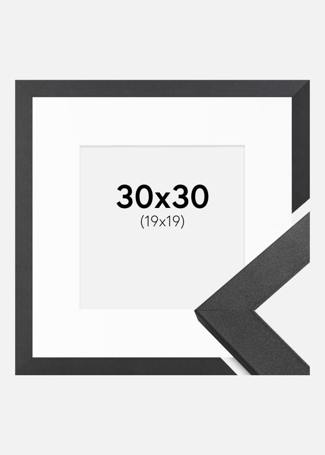 Ram med passepartou Rahmen Graphite Wood 30x30 cm - Passepartout Weiß 20x20 cm