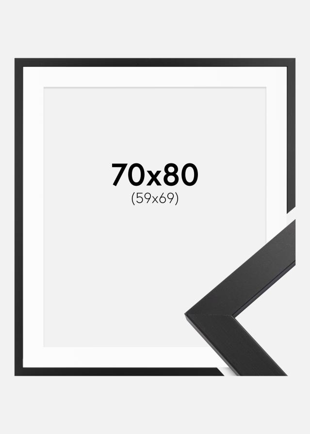 Ram med passepartou Rahmen Black Wood 70x80 cm - Passepartout Weiß 60x70 cm