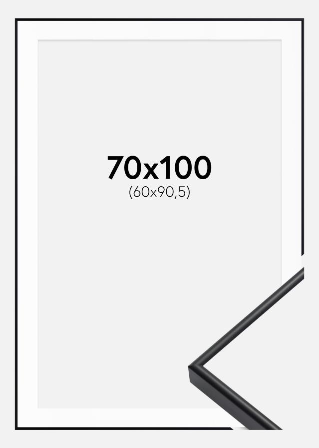 Ram med passepartou Rahmen Visby Schwarz 70x100 cm - Passepartout Weiß 61x91,5 cm
