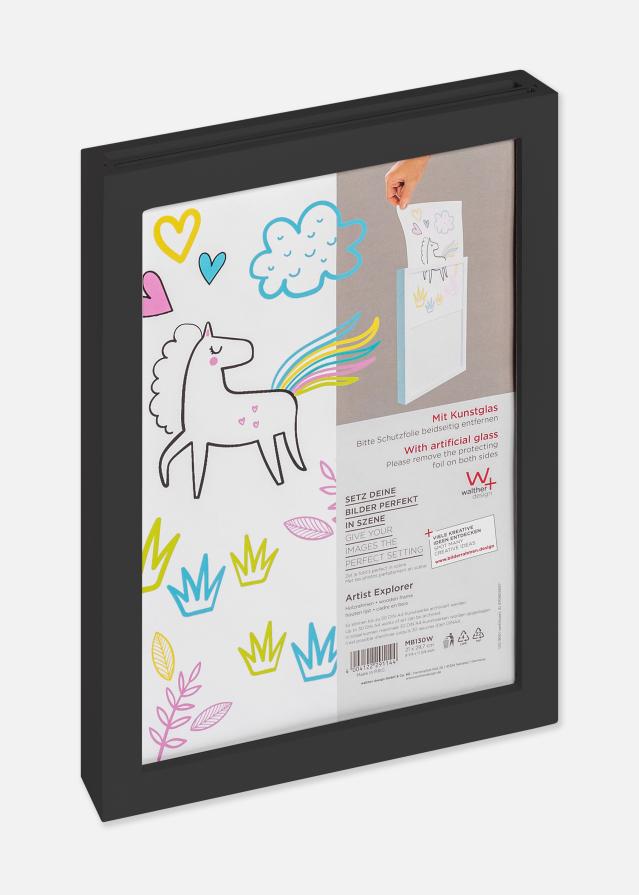 Walther Bilderrahmen Kinderzeichnungen Explorer Acrylglas Schwarz A4
