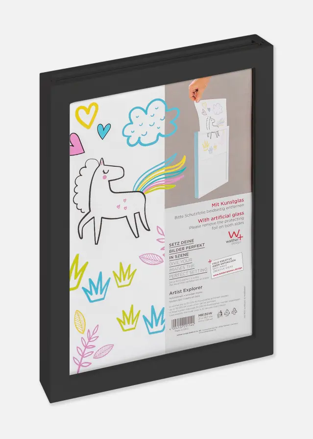 Walther Bilderrahmen Kinderzeichnungen Explorer Acrylglas Schwarz A4