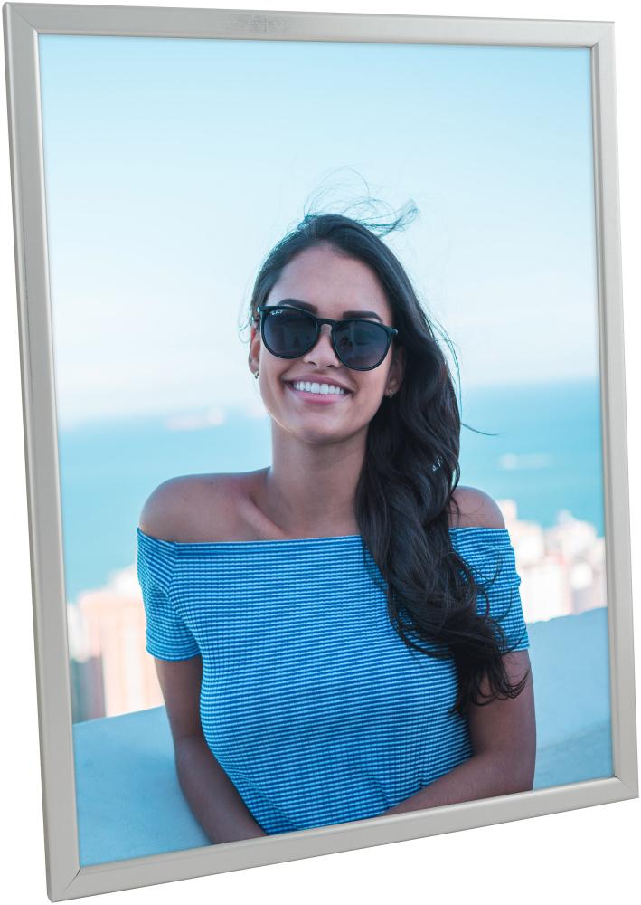 HHC Distribution Rahmen Slim Matt Antireflexglas Silber 30x40 cm