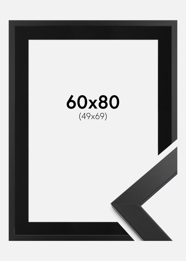Ram med passepartou Rahmen Black Wood 60x80 cm - Passepartout Schwarz 50x70 cm
