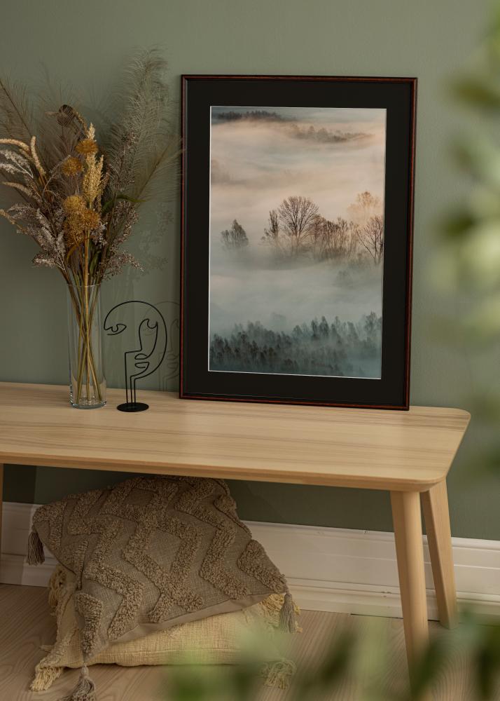 Ram med passepartou Rahmen Horndal Walnuss 50x60 cm - Passepartout Schwarz 14x18 inches