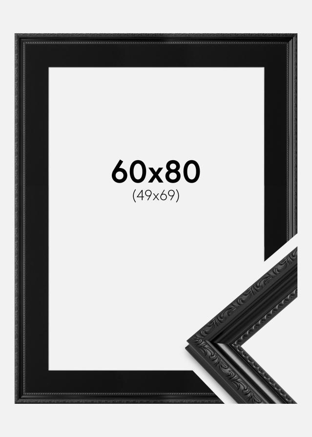 Ram med passepartou Rahmen Abisko Schwarz 60x80 cm - Passepartout Schwarz 50x70 cm
