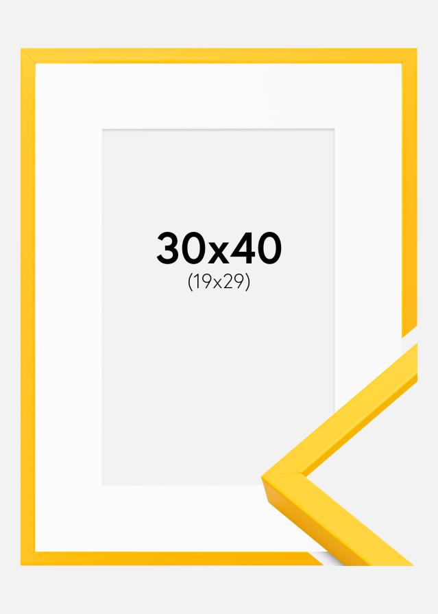 Ram med passepartou Rahmen E-Line Gelb 30x40 cm - Passepartout Weiß 20x30 cm