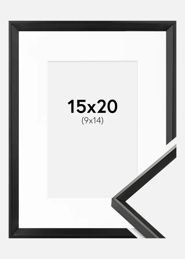 Ram med passepartou Rahmen Desire Schwarz 15x20 cm - Passepartout Weiß 10x15 cm