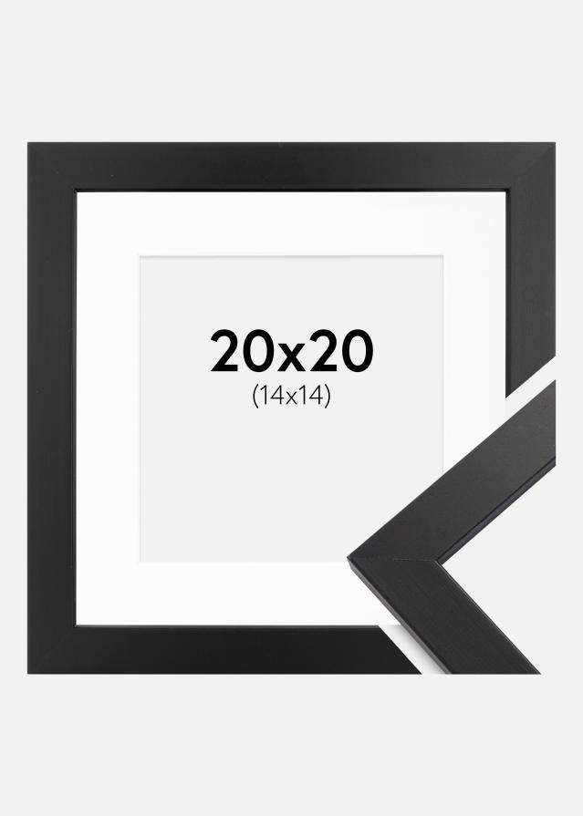 Ram med passepartou Rahmen Black Wood 20x20 cm - Passepartout Weiß 15x15 cm