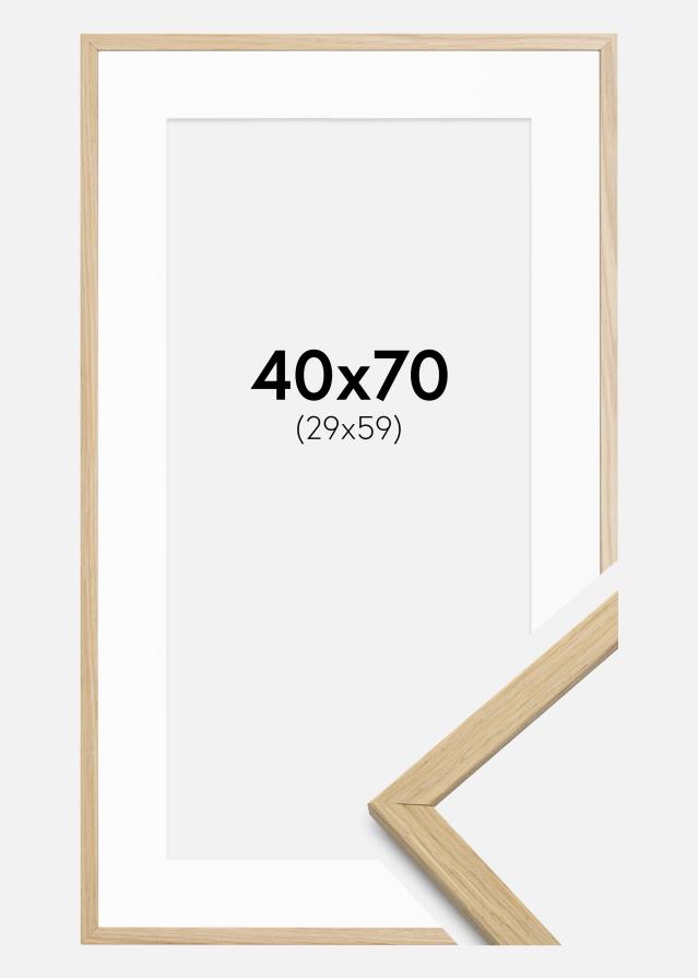 Ram med passepartou Rahmen Edsbyn Eiche 40x70 cm - Passepartout Weiß 30x60 cm