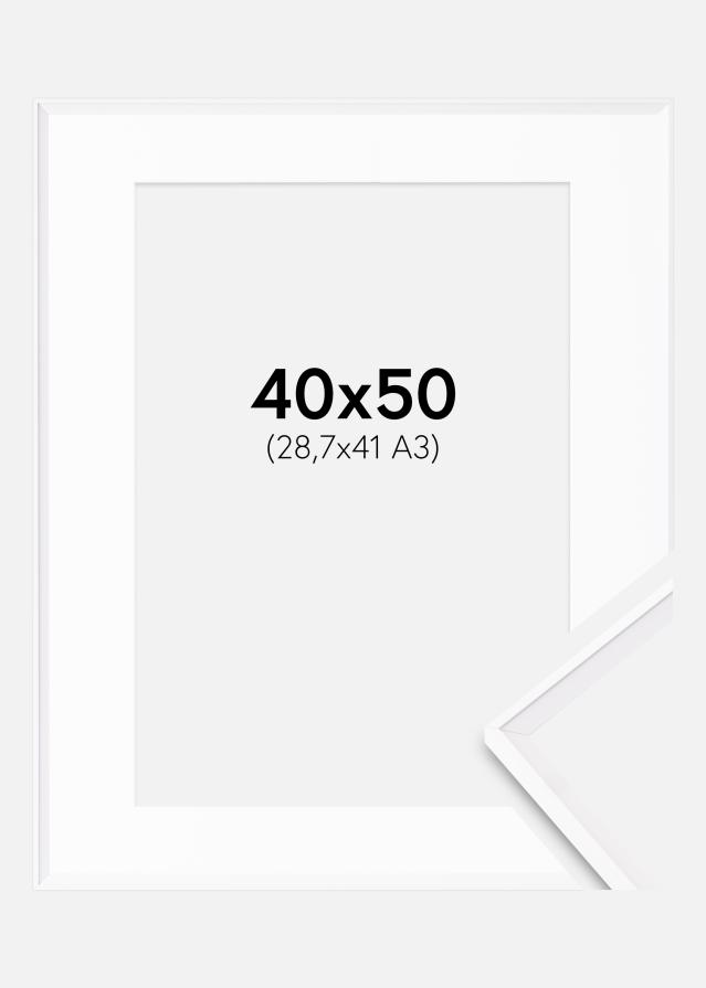 Ram med passepartou Rahmen Desire Weiß 40x50 cm - Passepartout Weiß 29,7x42 cm (A3)