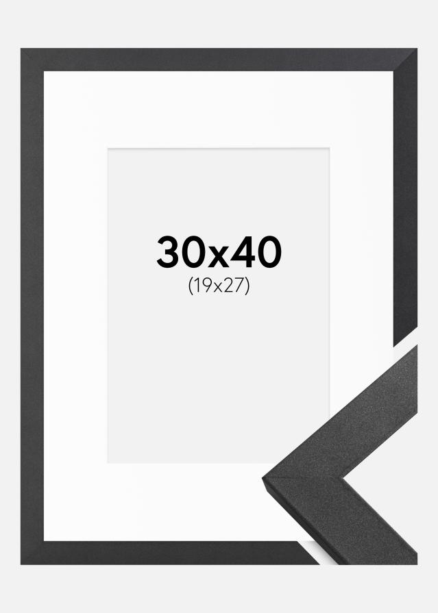 Ram med passepartou Rahmen Graphite Wood 30x40 cm - Passepartout Weiß 20x28 cm