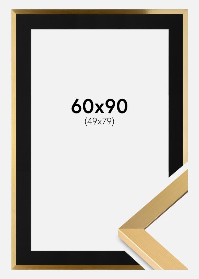 Ram med passepartou Rahmen Selection Gold 60x90 cm - Passepartout Schwarz 50x80 cm