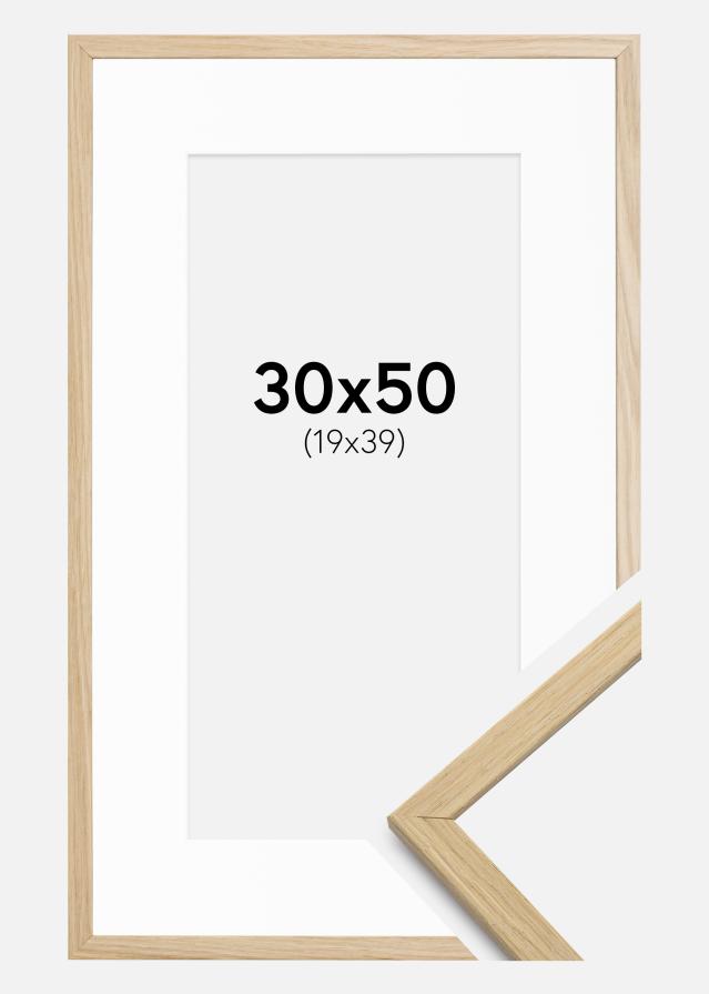 Ram med passepartou Rahmen Edsbyn Eiche 30x50 cm - Passepartout Weiß 20x40 cm