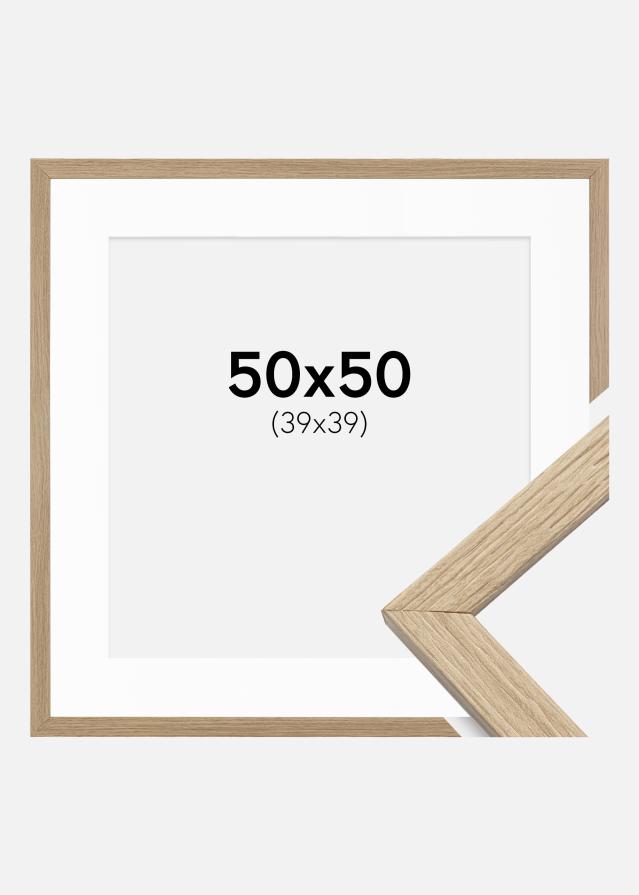 Ram med passepartou Rahmen Stilren Eiche 50x50 cm - Passepartout Weiß 40x40 cm