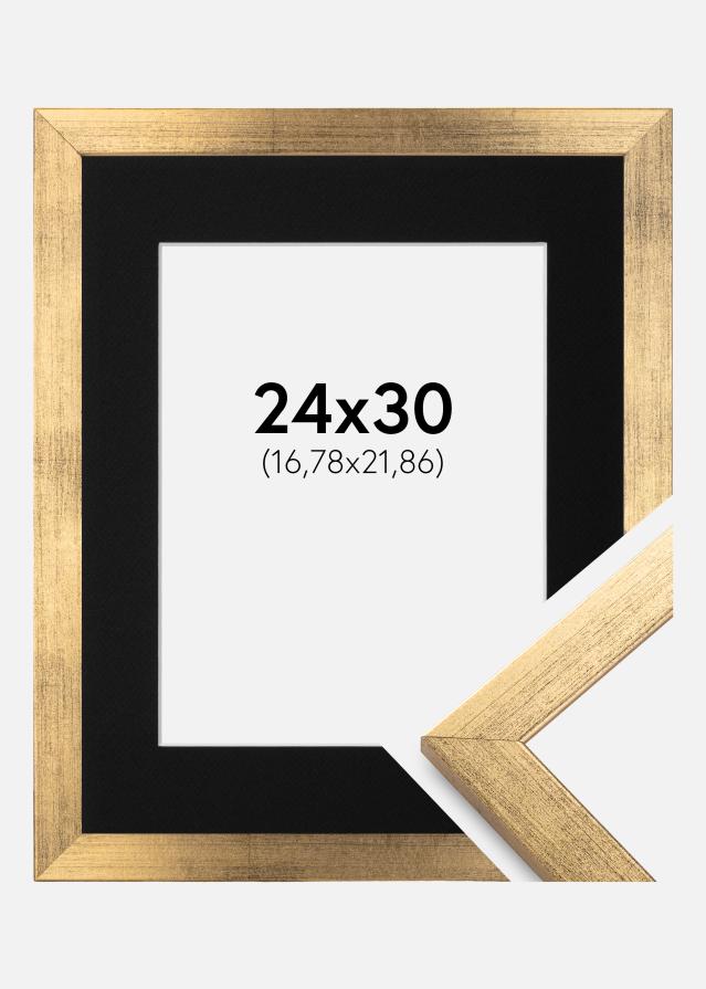 Ram med passepartou Rahmen Stilren Gold 24x30 cm - Passepartout Schwarz 7x9 inches