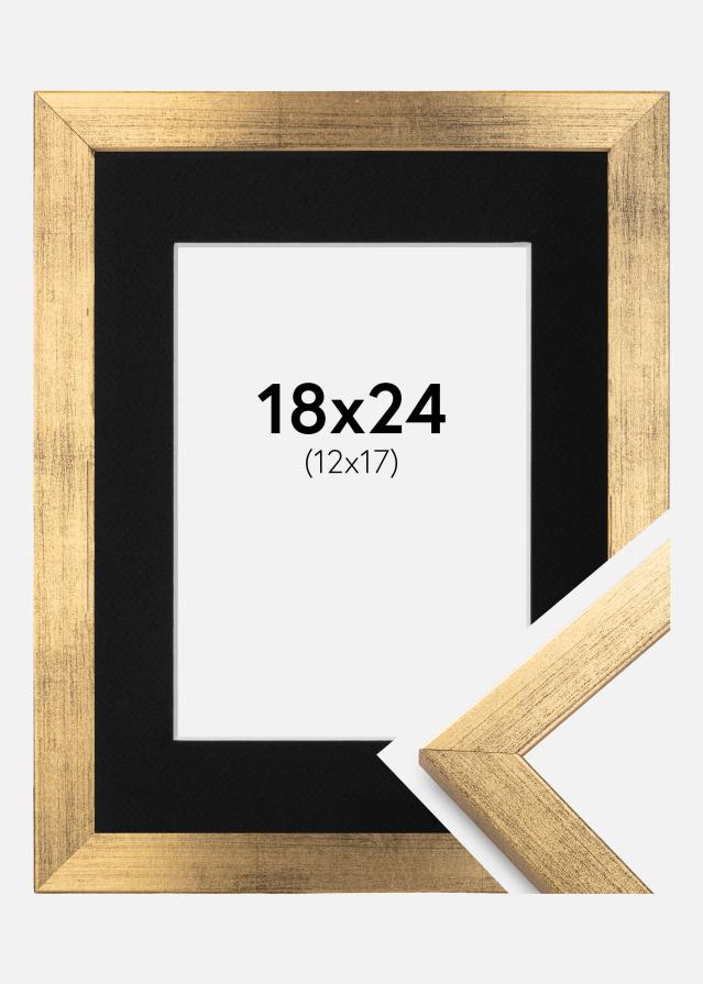 Ram med passepartou Rahmen Stilren Gold 18x24 cm - Passepartout Schwarz 13x18 cm