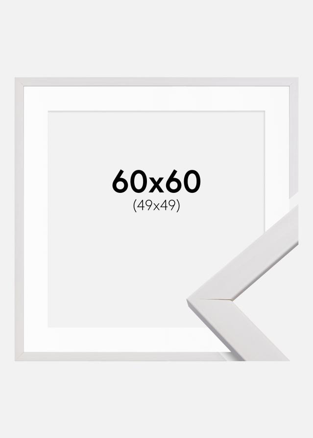 Ram med passepartou Rahmen Stilren Weiß 60x60 cm - Passepartout Weiß 50x50 cm